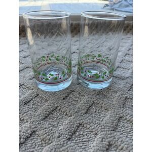 Vintage Arby's Christmas Glasses Tumblers Set of 6 Holly Berry.